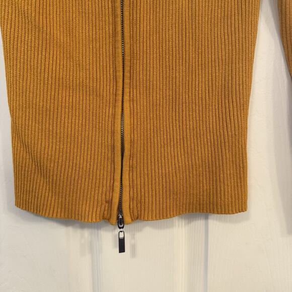 Boston Proper Sz Small Ribbed Full Zip Knit Sweater “Golden Glow” Cardigan EUC - Picture 5 of 11